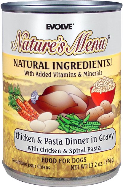 Evolve Nature's Menu Chicken & Pasta Dinner in Gravy Canned Dog Food, 13.2-oz, case of 12