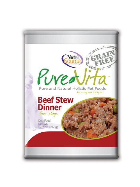 PureVita Grain-Free Beef Stew Dinner Canned Dog Food, 12.7 oz, case of 12