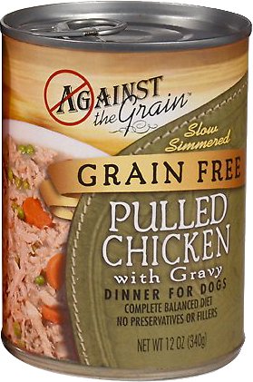 Against the Grain Hand Pulled Chicken with Gravy Dinner Grain-Free Canned Dog Food, 12-oz, case of 12