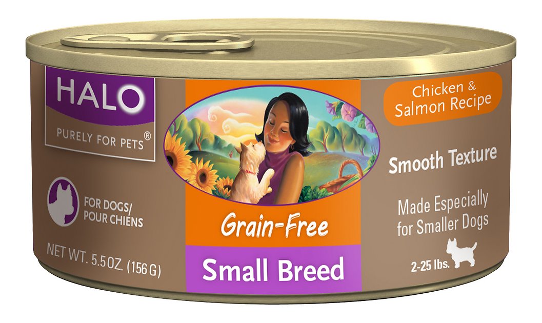 Halo Chicken & Salmon Recipe Grain-Free Small Breed Canned Dog Food, 5.5-oz, case of 12