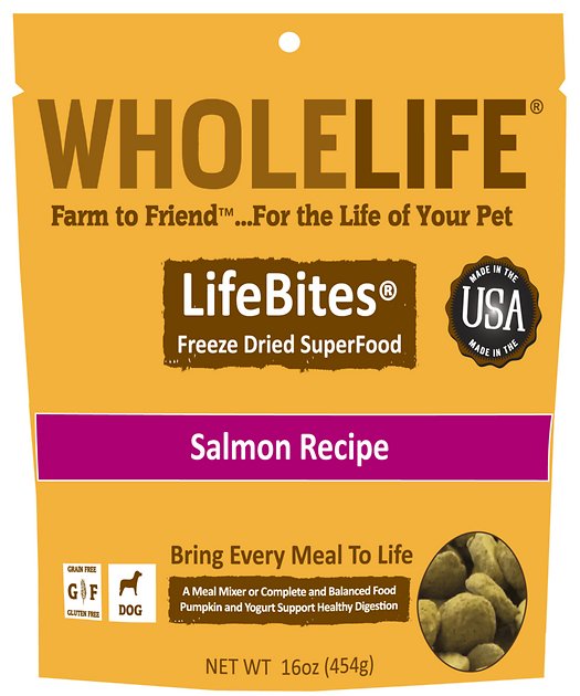 Whole Life LifeBites Salmon Recipe Grain-Free Freeze-Dried Dog Food, 16-oz bag