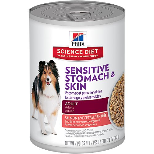 Hill's Science Diet Adult Sensitive Stomach & Skin Grain-Free Salmon & Vegetable Entree Canned Dog Food, 12.8-oz, case of 12