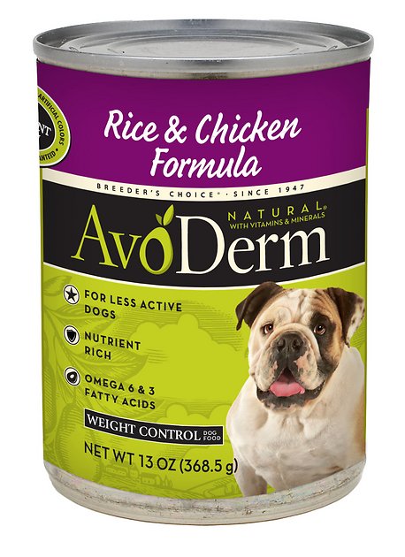 AvoDerm Natural Rice & Chicken Formula Weight Control Canned Dog Food, 13-oz, case of 12