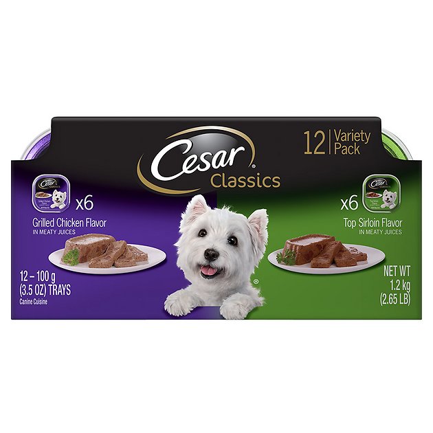 Cesar Classics Pate Beef & Poultry Multipack Dog Food Trays, 3.5-oz, case of 12